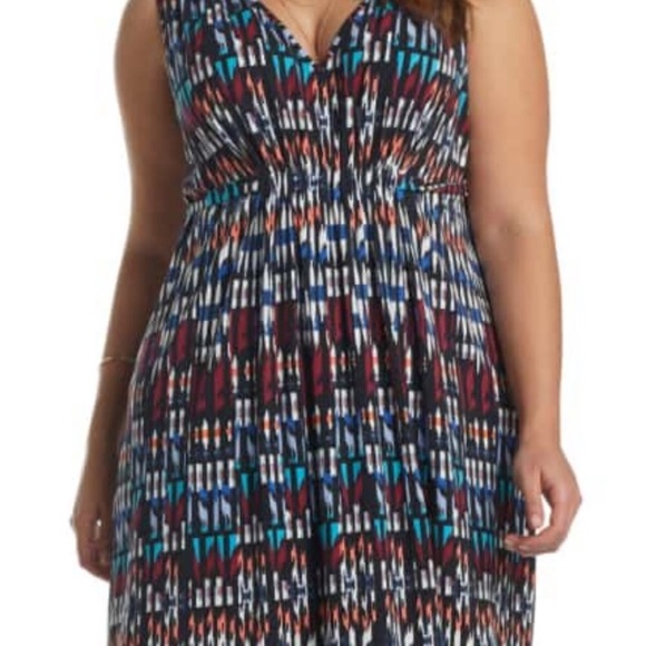 TART Grecia multicolored geometric print sleeveless jersey dress 3X - Picture 2 of 9